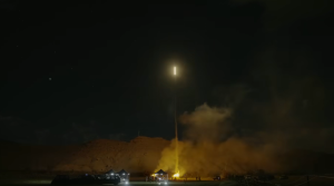 Rocket hovers above the Triangle during the experiment.